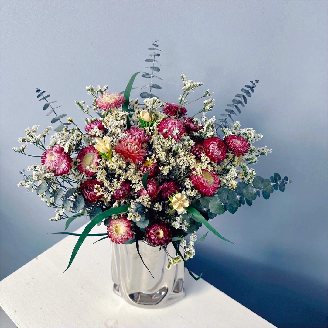 永生花真花手工插花桌面玄关电视柜家居摆件含花陶瓷瓶