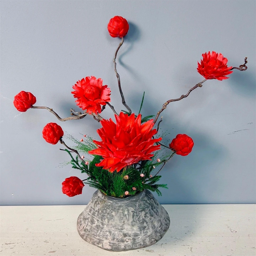 【永生洋蓟】新中式禅意高级干永生花摆件茶几电视柜茶台阳台摆件