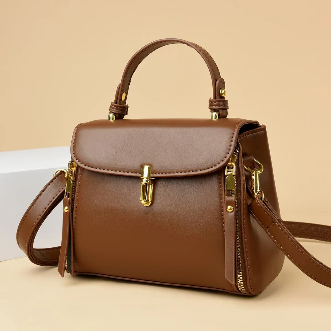 【妮可专属】秋季新款韩版时尚斜挎单肩包8318棕色