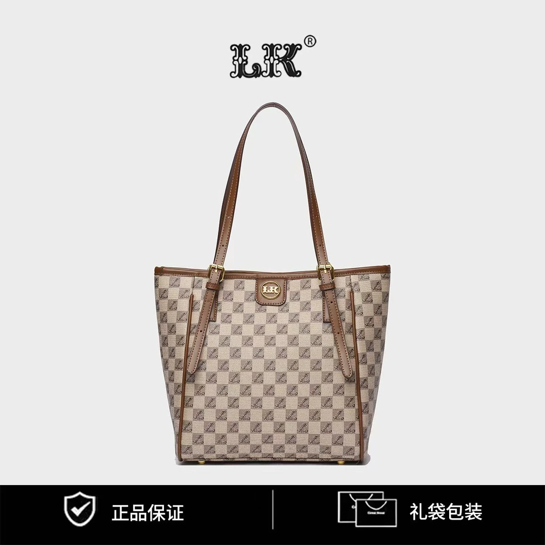 2024新款经典复古潮流大容量单肩斜挎包214棋盘格卡其