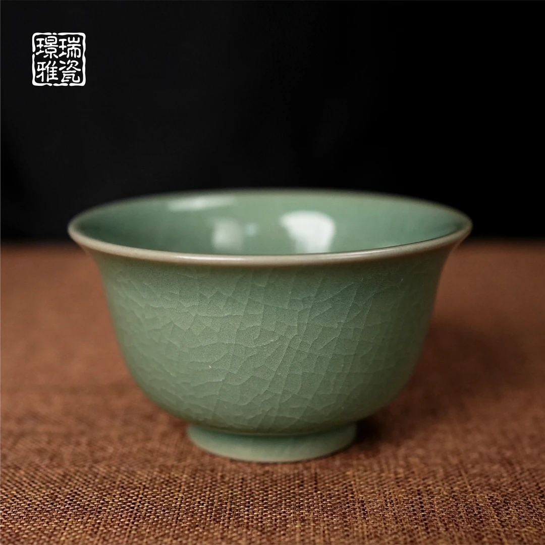 汝瓷汝州原矿压手杯送礼单杯主人杯茶杯品茗杯功夫茶具压手杯茶碗