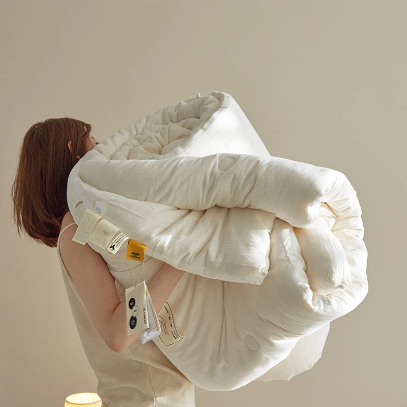 全棉双层纱50%李官奇大豆纤维冬被加厚保暖春秋被子单人棉被芯