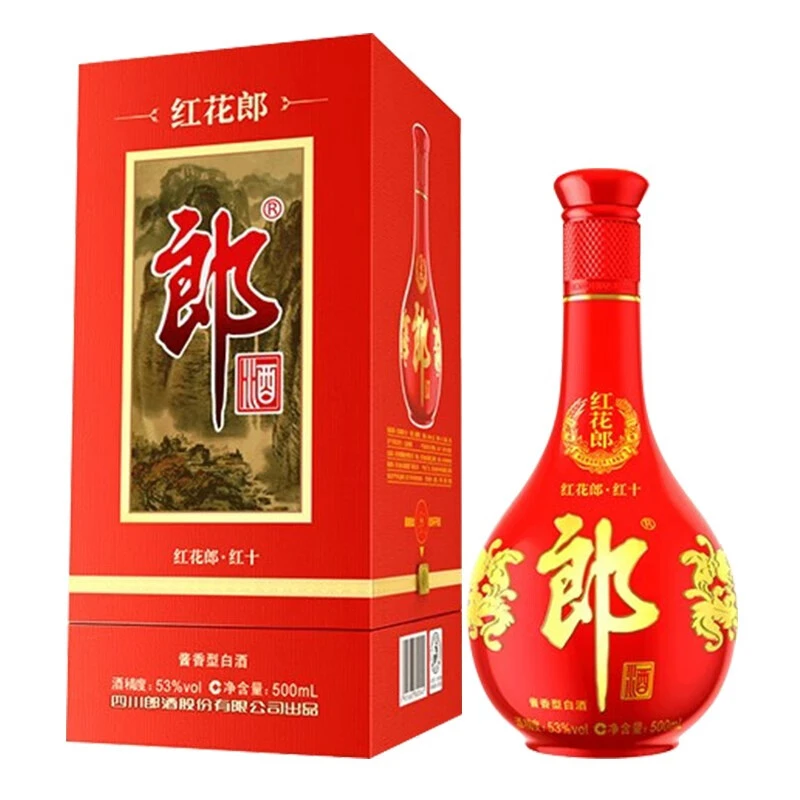 红花郎十年  中秋礼遇季第四代 53度酱香型白酒500ml*6瓶整箱53度500ml