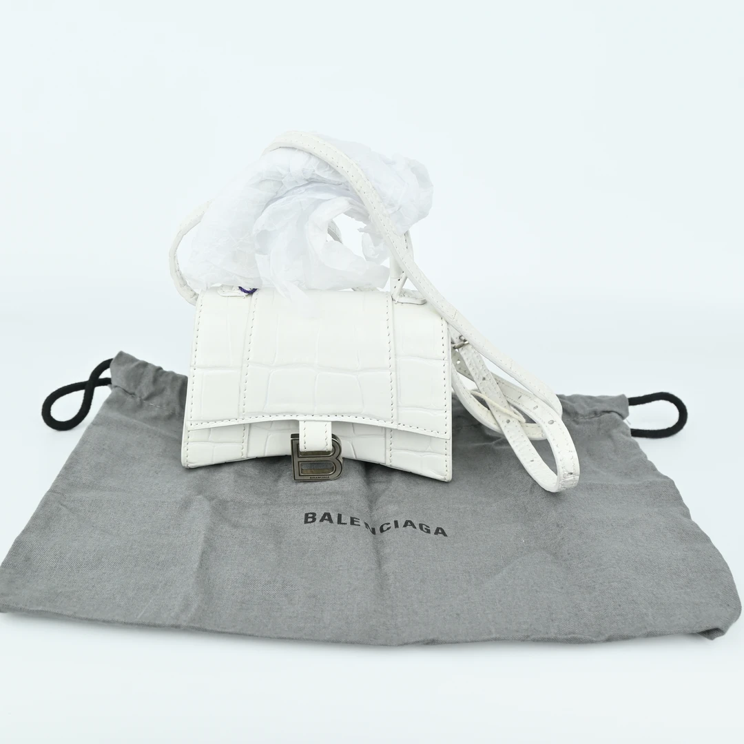 95新 Balenciaga/巴黎世家 巴黎世家牛皮鳄鱼压纹单肩斜挎包