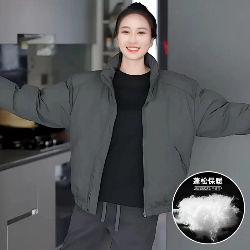 深灰色立领冬季棉衣男2025新款加厚保暖外套潮流百搭休闲夹克棉服