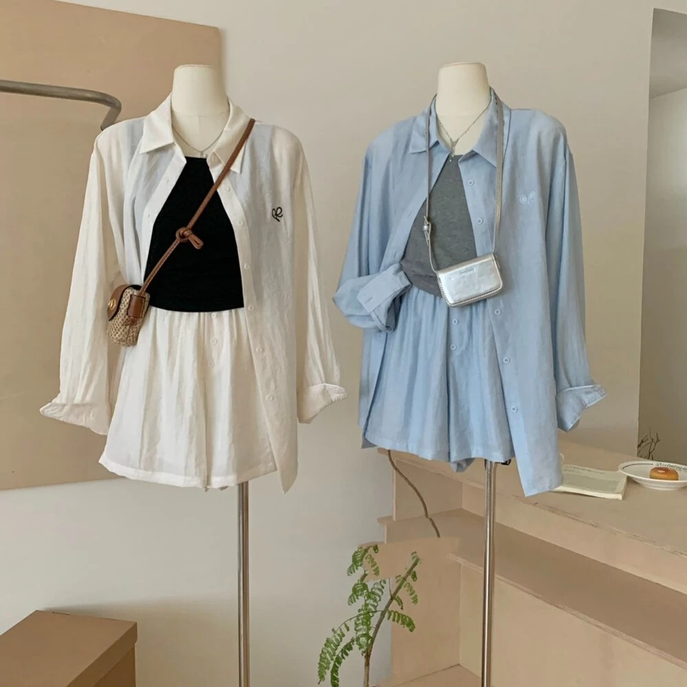 【欧若风三件套】诗丽娅 老钱风亚麻刺绣休闲衬衫三件套装5678