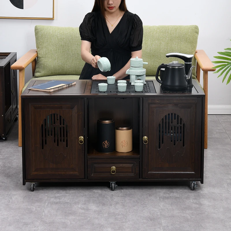 移动茶桌家用小茶车客厅沙发边几泡茶台茶水柜烧水壶一体茶盘套装