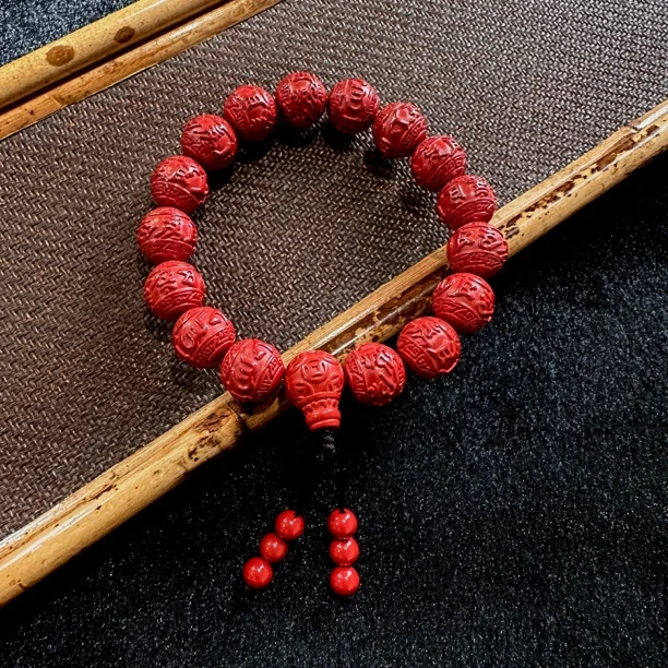 含辰砂工艺品朱砂珠结绳珠串小绵羊同款