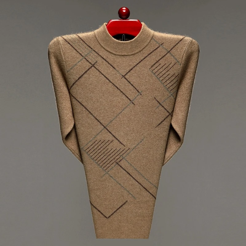 啄木鸟毛衣男士打底衫新款保暖毛衫秋冬长袖上衣半高领线衣加厚针