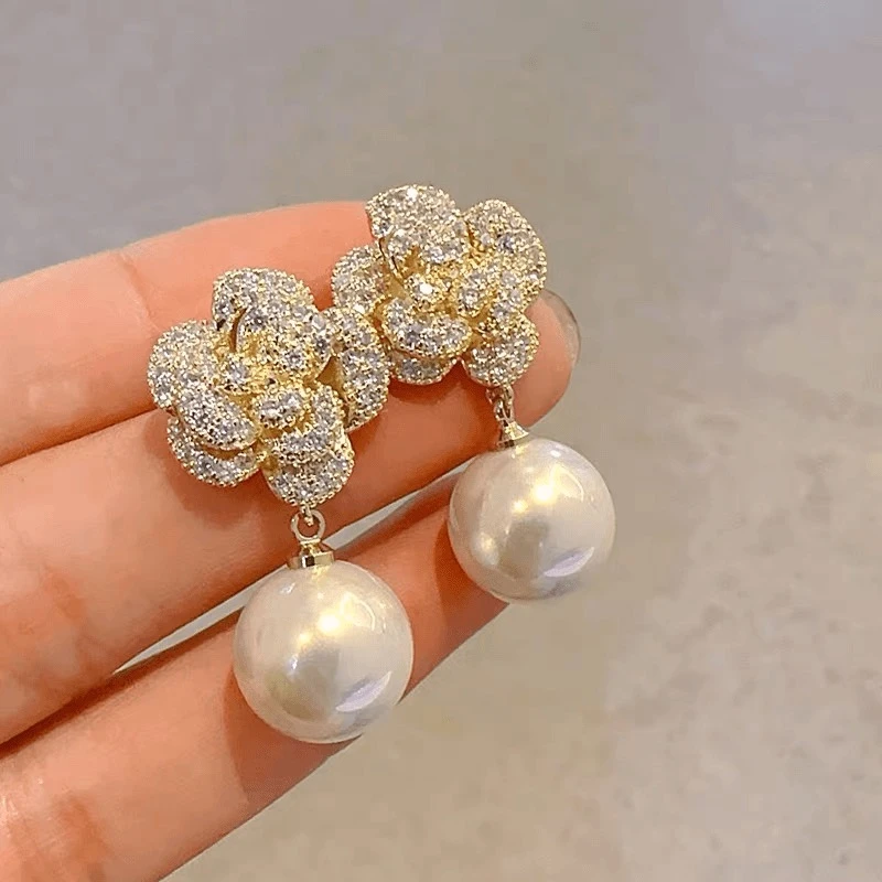 铜合金耳饰 【花开富贵】小香风精致气质时尚设计感秋冬新款-585