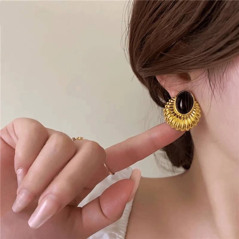 铜合金耳饰 【小调儿】法式小众百搭气质高级耳钉-540