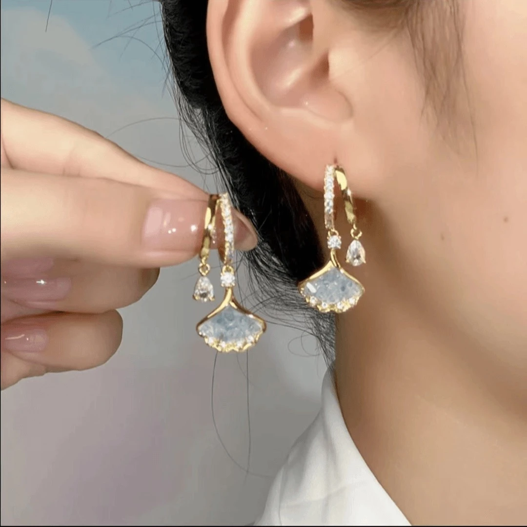 铜合金耳饰 【宛若伊人】轻奢气质优雅百搭时尚设计感秋冬新款-566