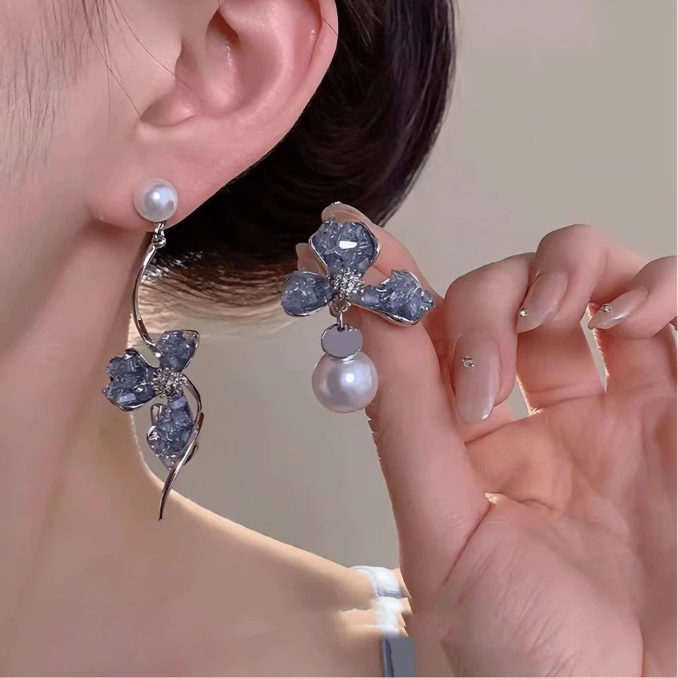 铜合金耳饰 【蝶恋花】秋冬新款不规则气质时尚百搭甜美设计感-521