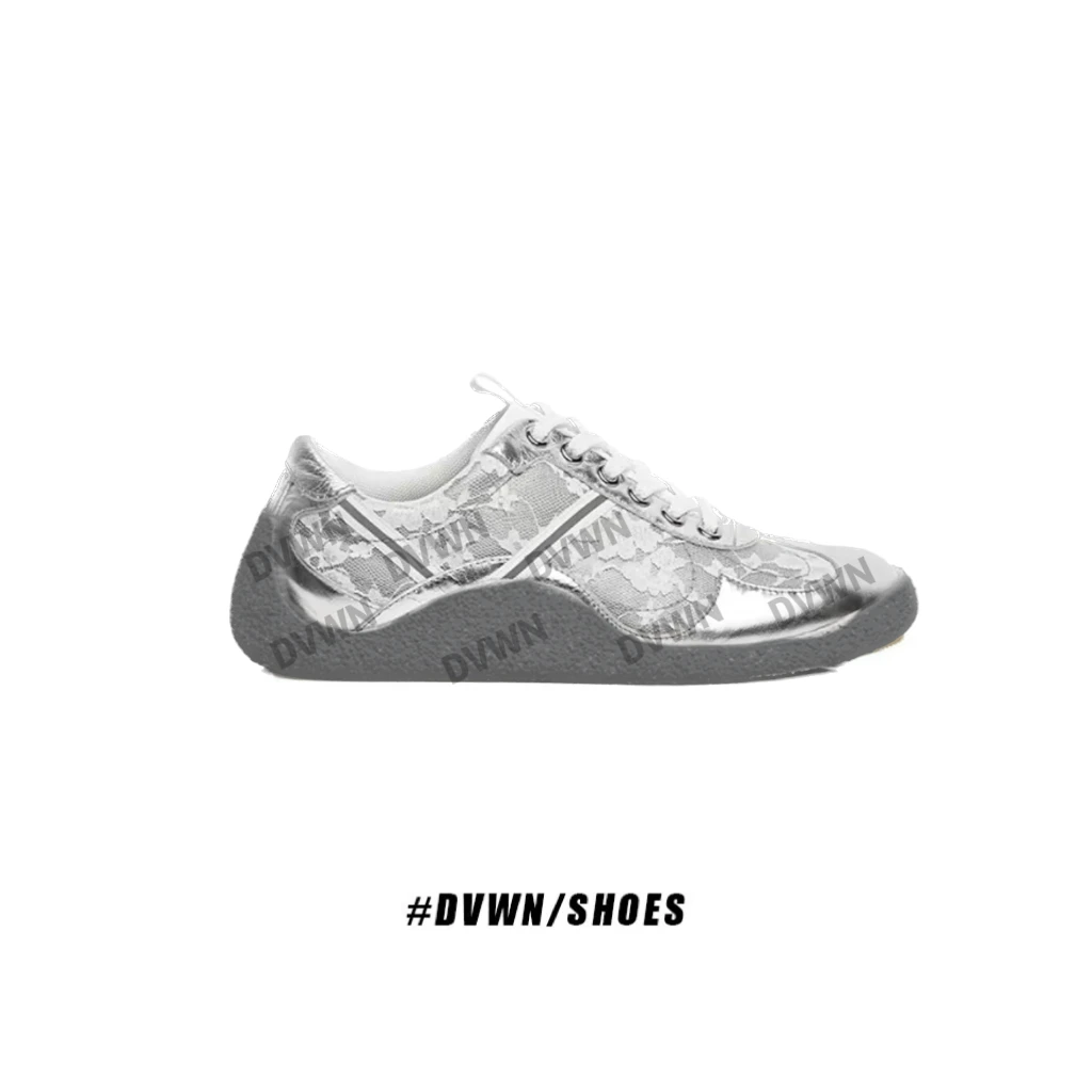 【DVWN 专属】2024夏季新款复古银色德训鞋女真皮运动平底鞋女