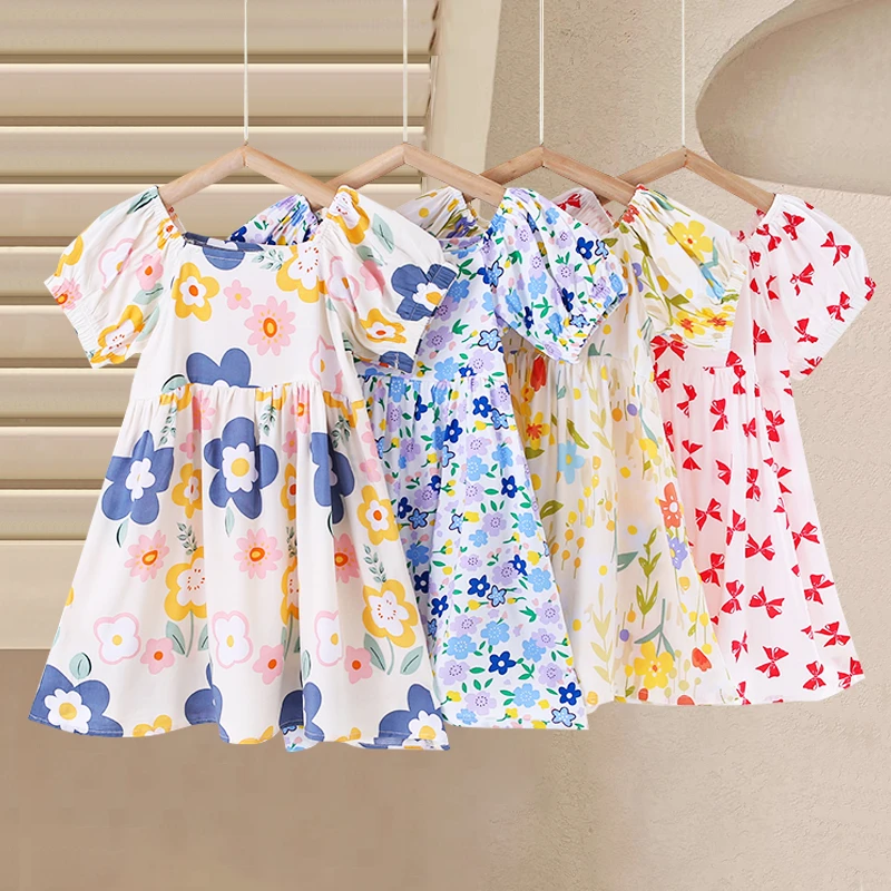 女童连衣裙2025新款冰丝绵绸儿童夏装碎花裙子童装薄款女孩公主裙