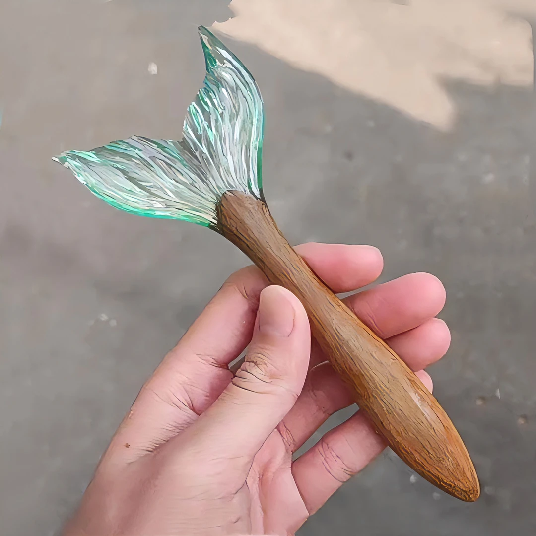 灵动小鱼尾~新中式湖蓝色鱼尾发簪日常简约独特设计簪子汉服配饰