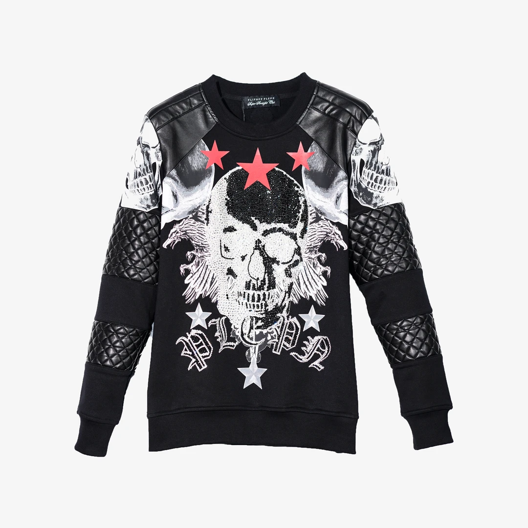 PLIPHPP PLEPN秋冬新款暗黑赛车风休闲时尚男士螺纹口卫衣 W818