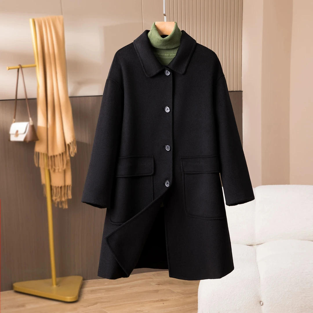 羊毛大衣3221款女士秋冬气质百搭宽松时尚羊毛大衣中长款
