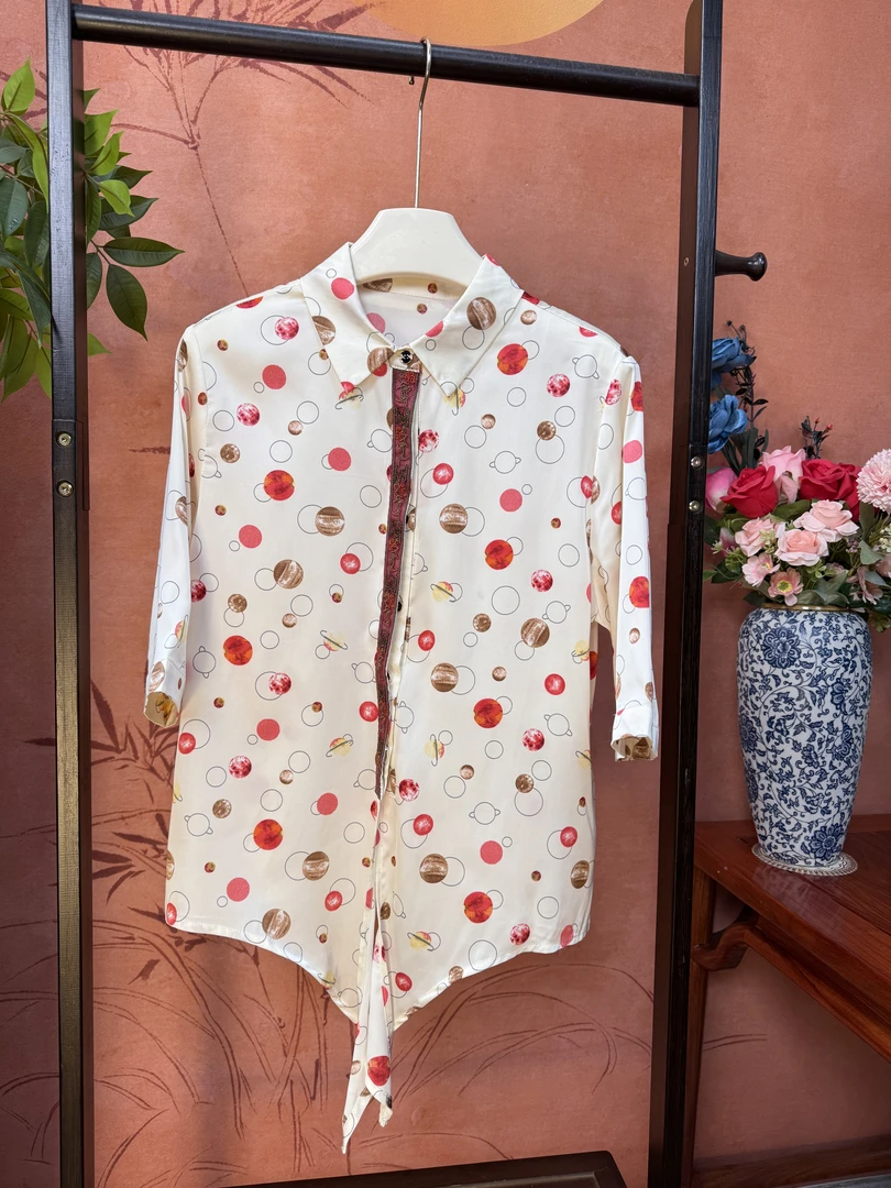 真丝新中式气质国风双面短袖21238-1