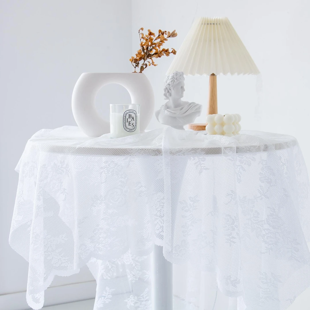ins波浪边白色蕾丝布镂空桌布野餐布甜品蛋糕摄影背景布拍照道具