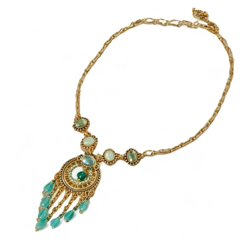 铜合金琉璃项链 新中式中古流行饰品古风民族风毛衣链