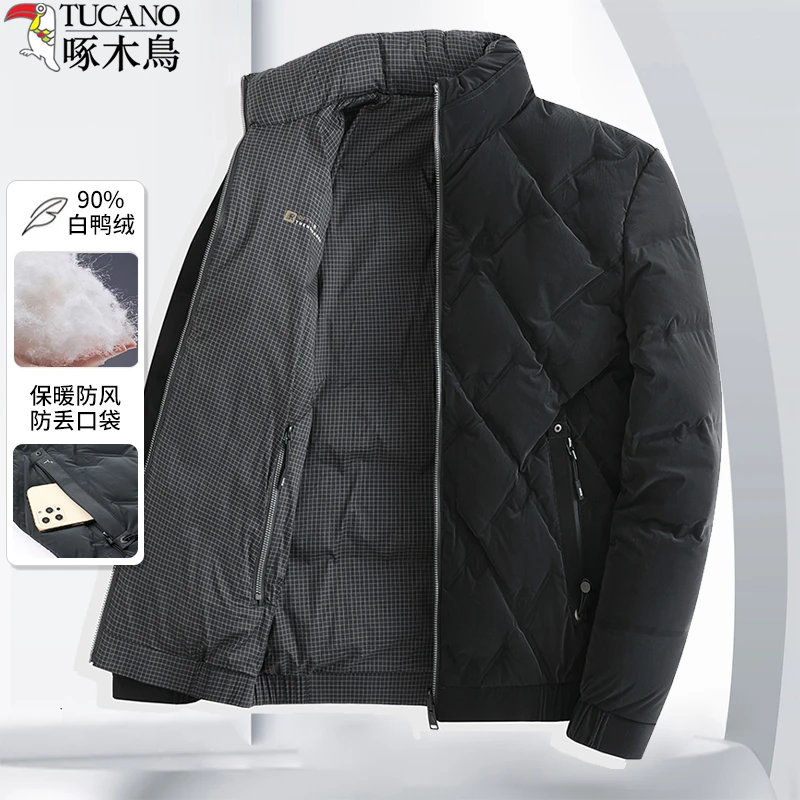 【90白鸭绒】啄木鸟中年男士轻薄款羽绒服爸爸装冬季防风双面穿外套