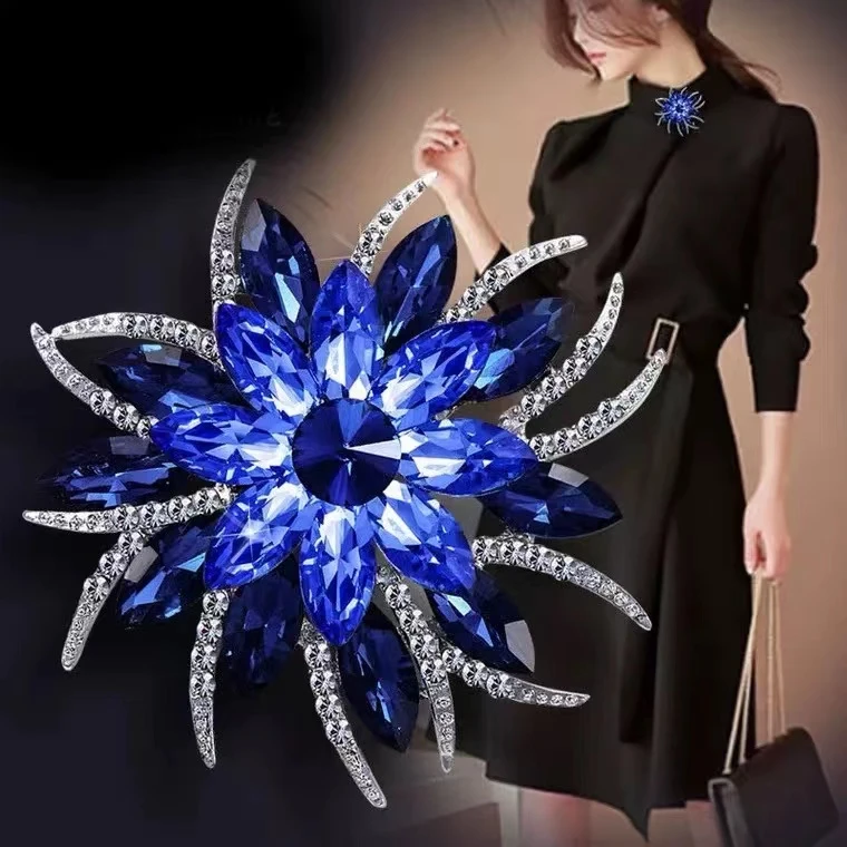 新款蝶恋花仿水晶花朵胸针女太阳花别针41087