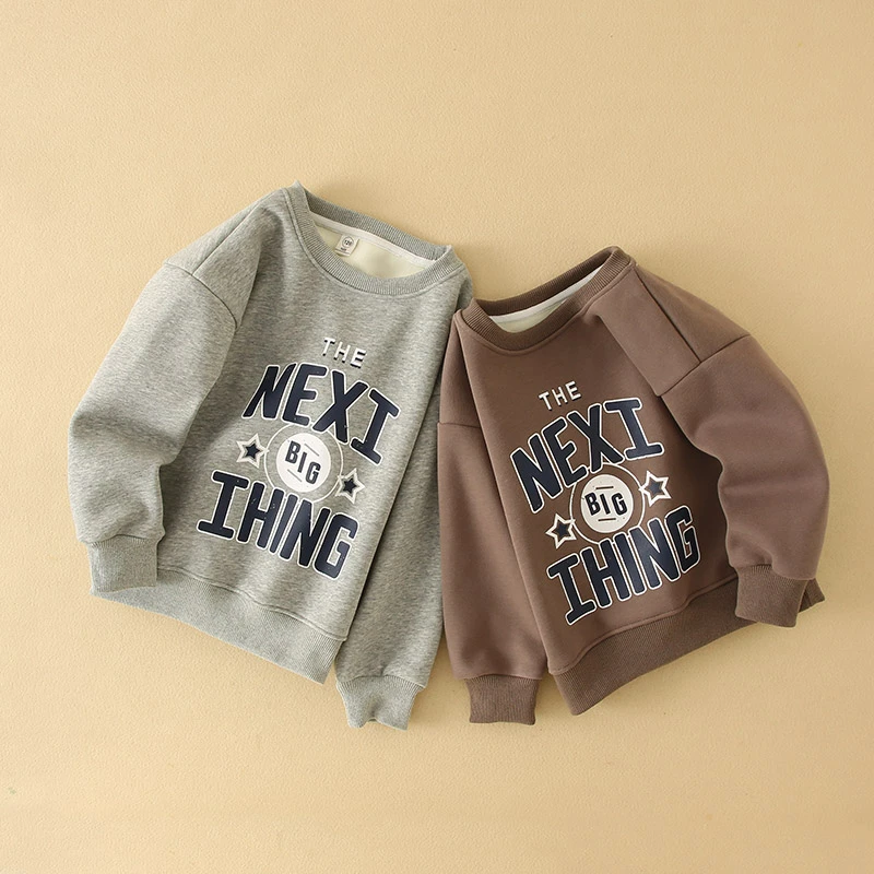 儿童中大童冬款加厚加厚印花字母圆领卫衣    9622