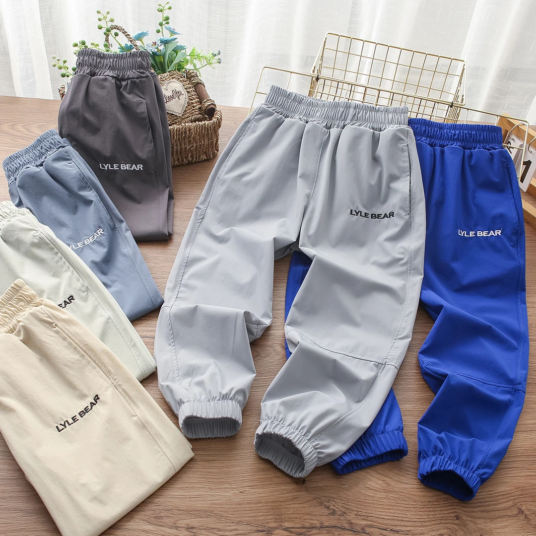 外贸工厂    夏季儿童拼接刺绣字母休闲运动速干长裤   102