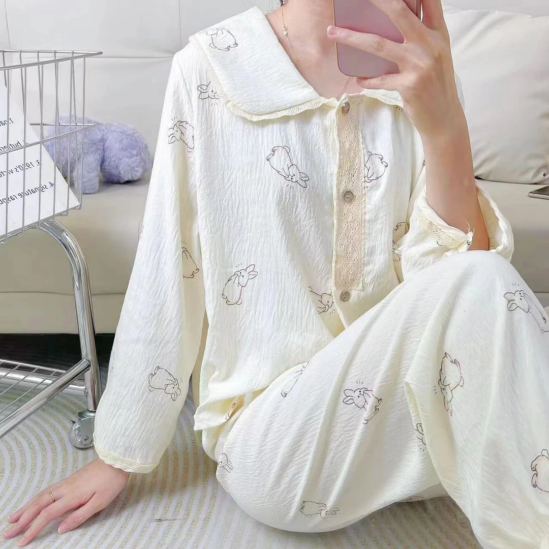 网红睡衣女春秋爆款2024新款高级感甜美学生长袖可外穿家居服套装