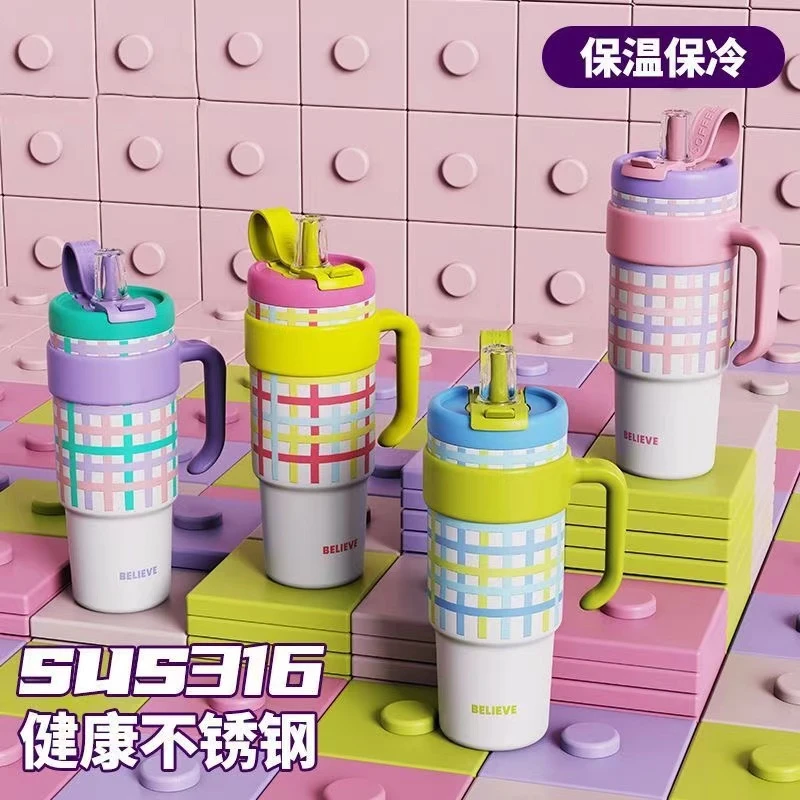 巨无霸保温杯女大容量水杯新款2024大号水壶吸管杯子冰霸杯可爱杯