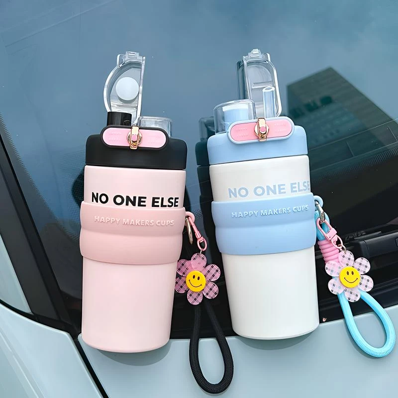 保温杯女大容量秋冬双饮不锈钢水杯保冰新款便携学生可爱吸管杯子