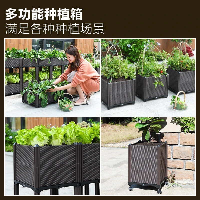 阳台蔬菜种植箱种菜盆塑料花盆特大长方种植槽瓜果种植箱花盆包邮