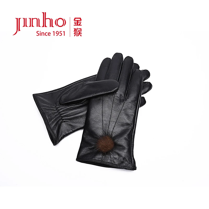 Jinho/金猴秋冬加绒爆款真皮保暖女士防风防寒保暖手套22NS001