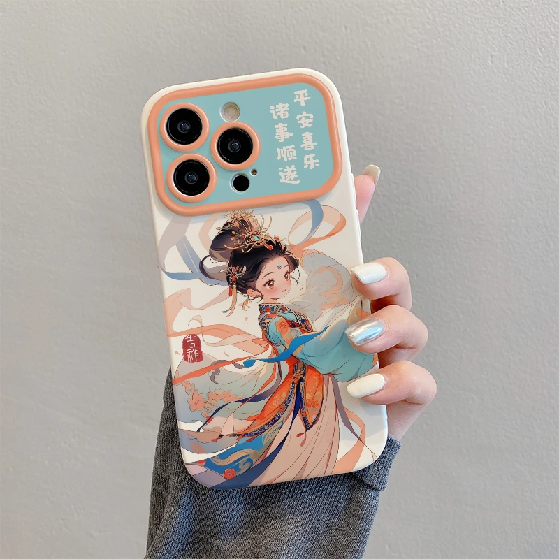 敦煌女孩全包防摔硅胶手机壳（苹果/华为/OPPO/VIVO/小米）iPhone15