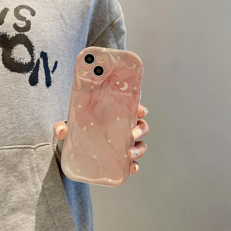 水墨烟雾曲边纹苹果15全包手机壳（华为oppo小米vivo）mate60软硅胶