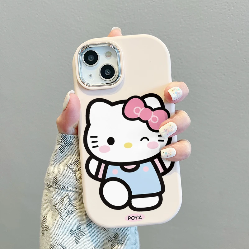 凯蒂猫镜框小胖墩适用苹果15手机壳iPhone14pro包边保护套13/12