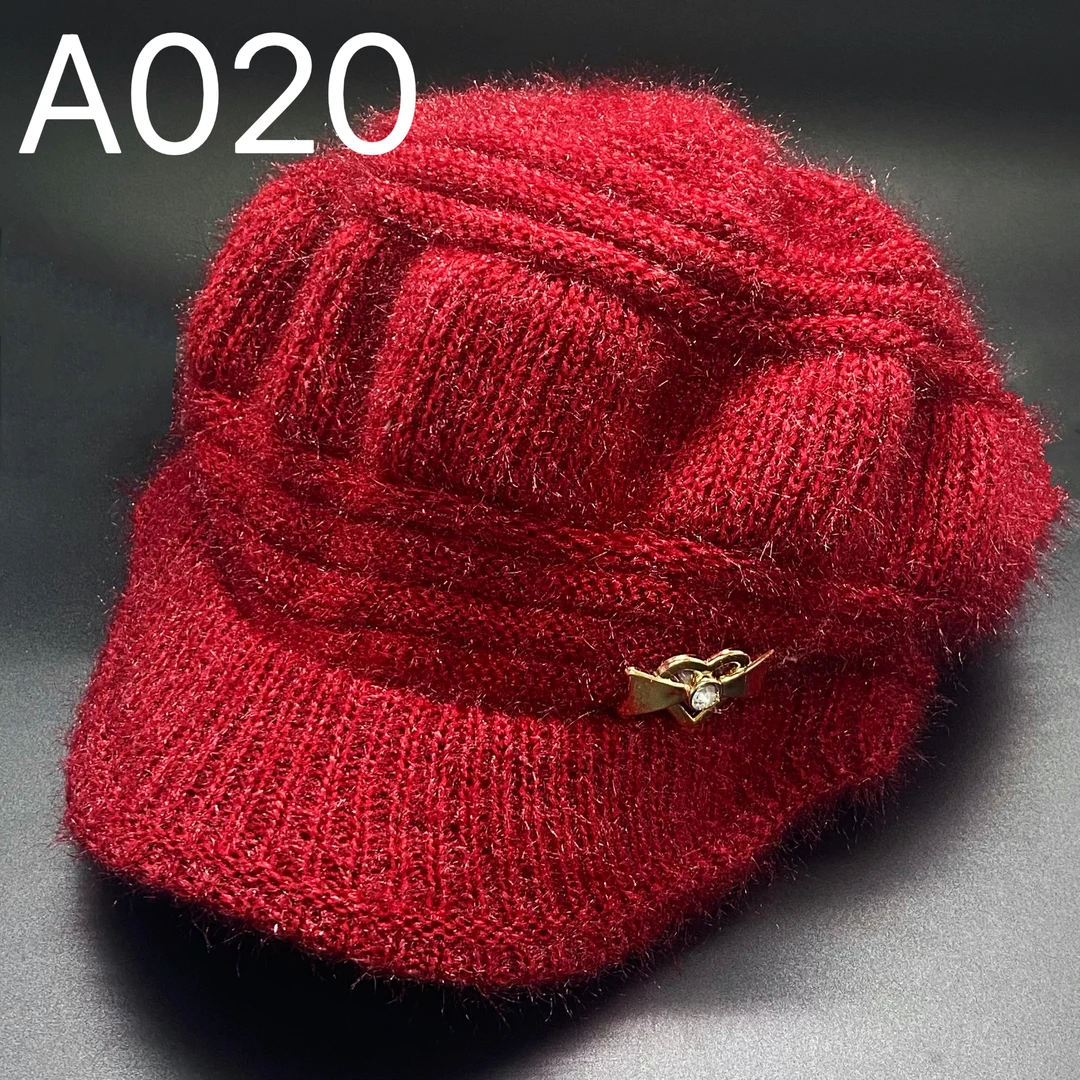 A020中老年帽子腈纶丝光线毛线帽女