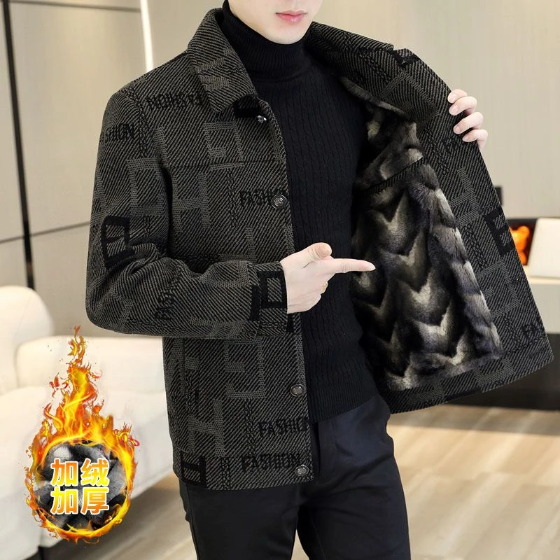 秋冬保暖金貂外套男秋冬季新款商务休闲高档夹克男士加加厚呢子大