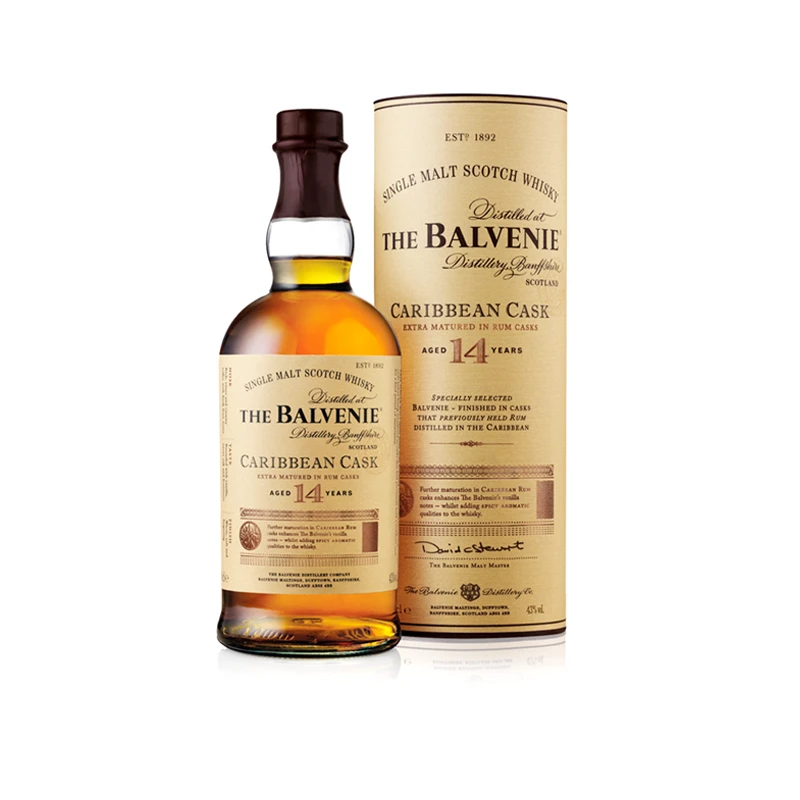 英国进口 百富14年加勒比桶陈酿单一麦芽威士忌700ml*1瓶