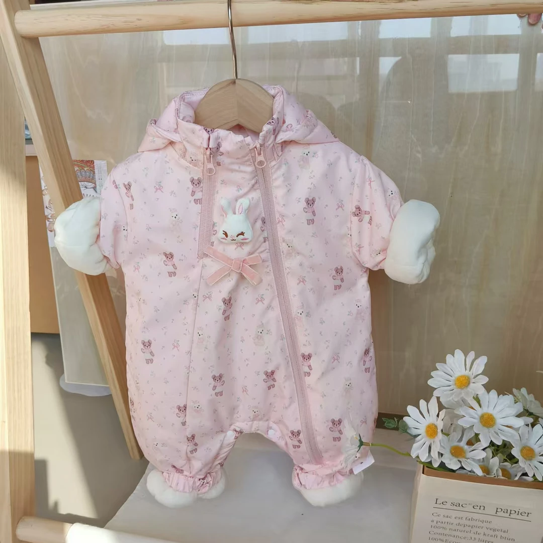 （加绒加棉）新款女童可爱超萌小兔冲锋衣外出服保暖加厚新生儿