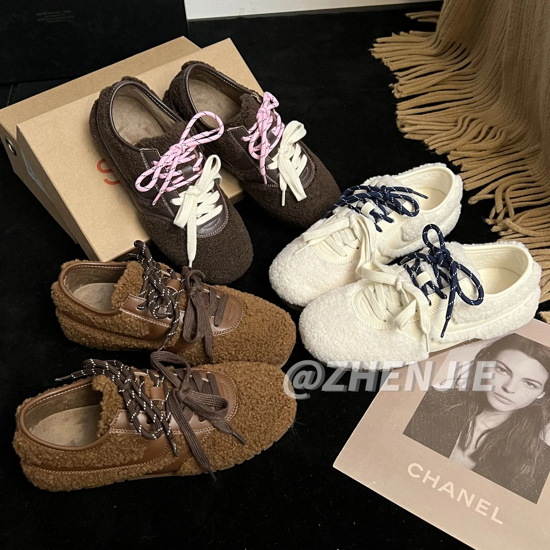 「年终清仓」复古时尚加绒德训鞋女秋冬内增高百搭运动休闲鞋潮2901