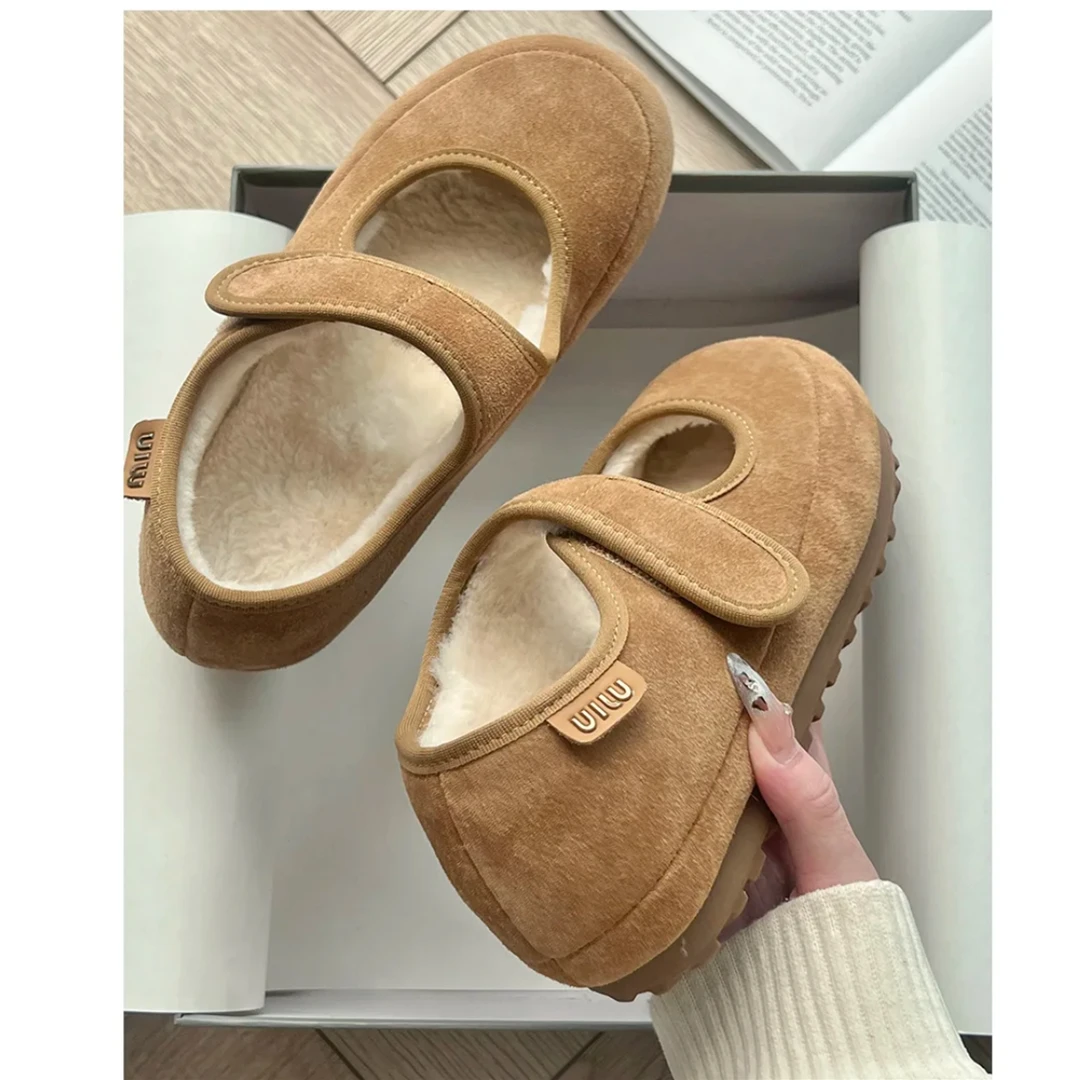 XIAKAN 年中福利 I 小众加绒玛丽珍鞋女秋冬魔术贴百搭舒适毛毛鞋