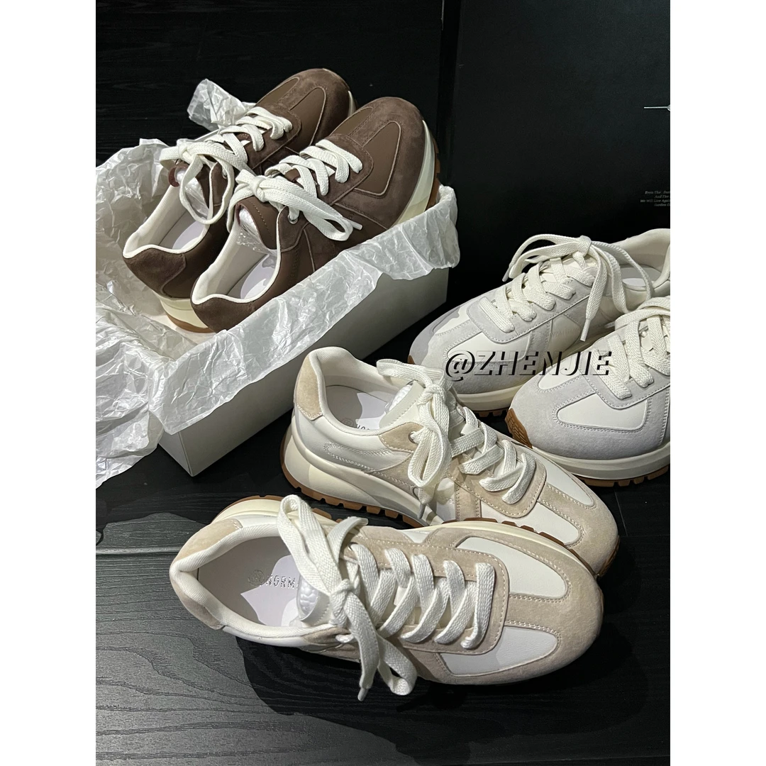 赵昭仪同款丨复古拼色厚底增高运动休闲鞋女新款圆头休闲阿甘鞋