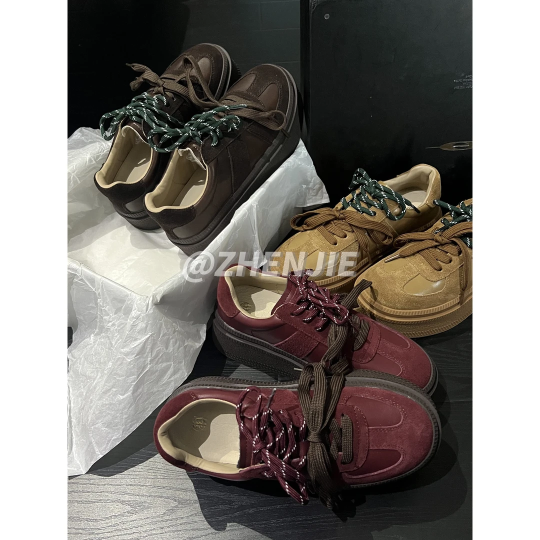 「XIAKAN」复古增高厚底板鞋女新款百搭舒适德训鞋休闲运动慢跑鞋潮