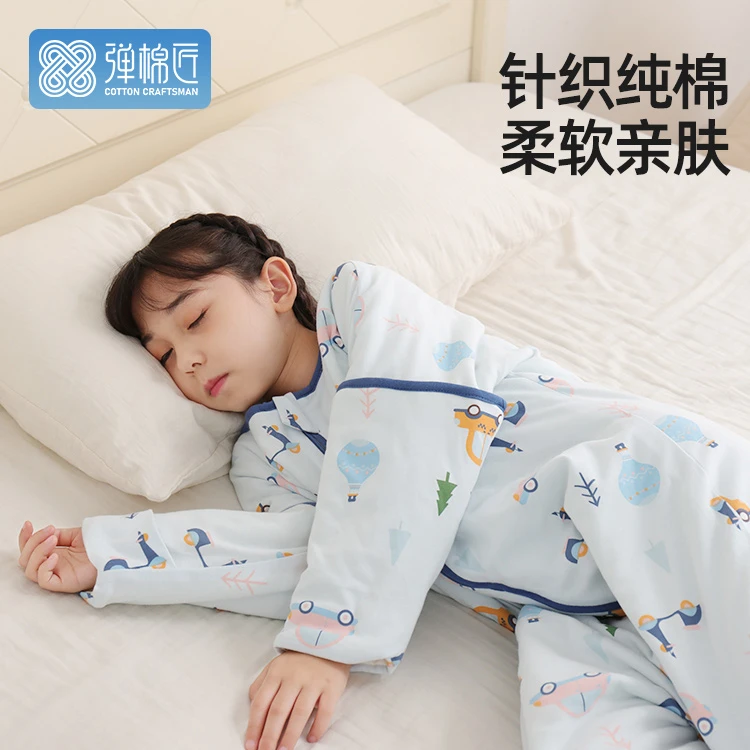 儿童睡袋纯棉婴幼儿宝宝神器春秋婴儿防惊跳柔软防踢被秋冬连体