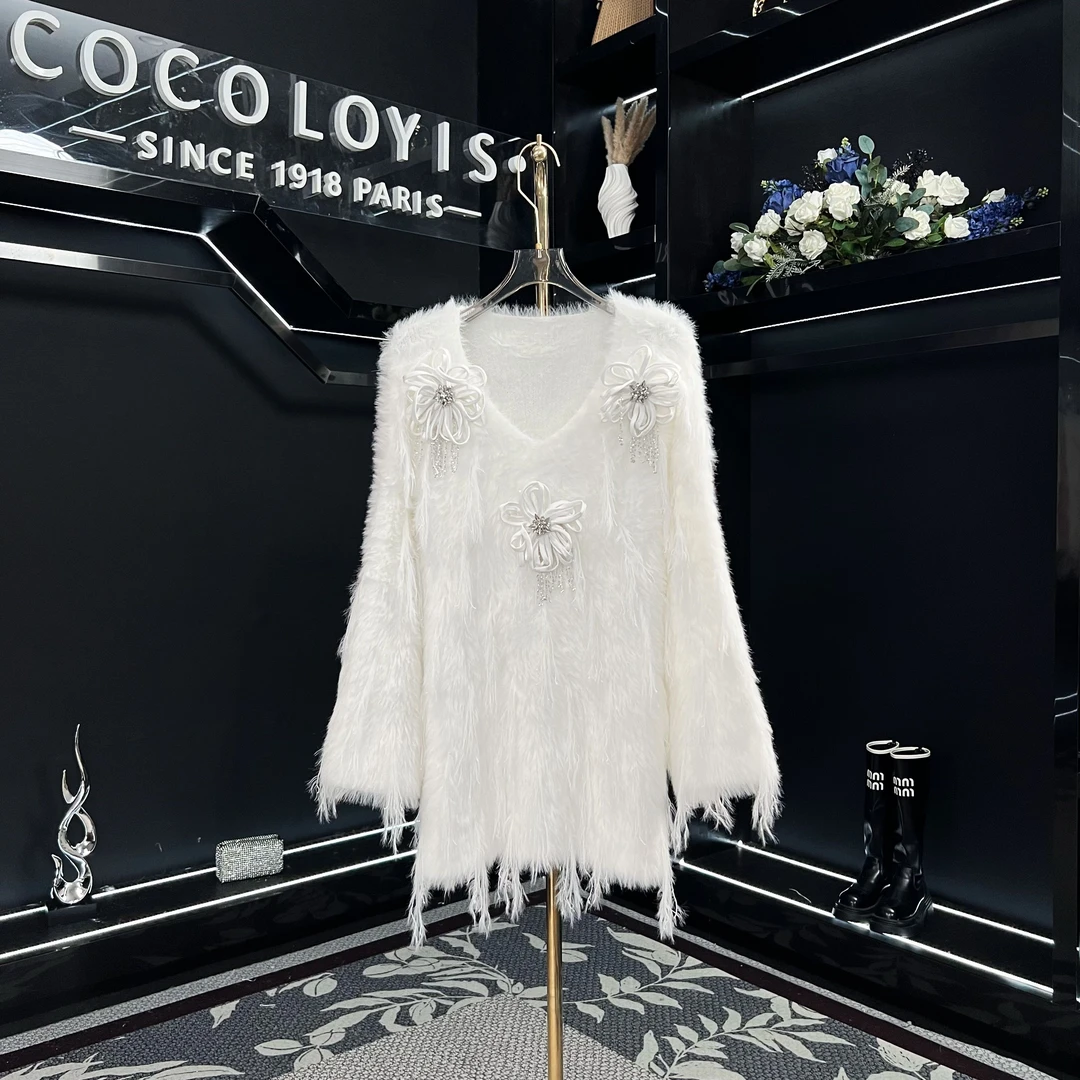 【米娜专属】上衣蕾丝开衫毛衣气质白色时尚名媛2412092