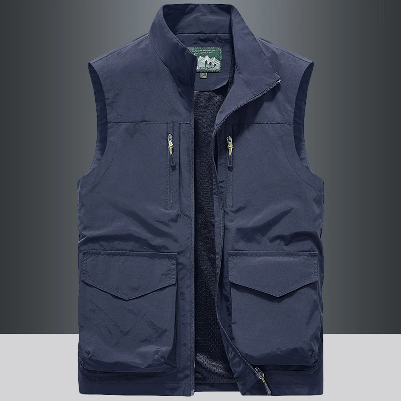 春秋薄款户外休闲马甲男士多口袋工装大码宽松马夹透气背心 5861