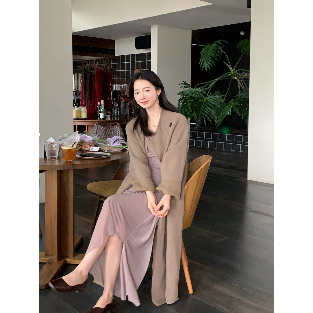 闭店青青甜味乔巴《浮云松露》秋冬小众复古长款宽松气质咖色风衣