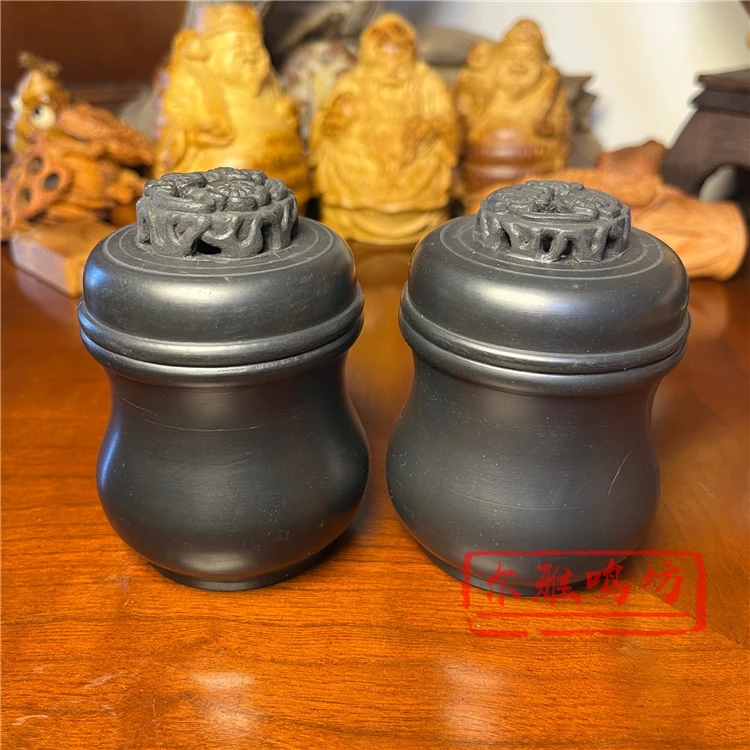 津门名家葫芦型叫罐手工雕刻梅花上盖黑白虫叫罐明火柴窑油葫芦罐